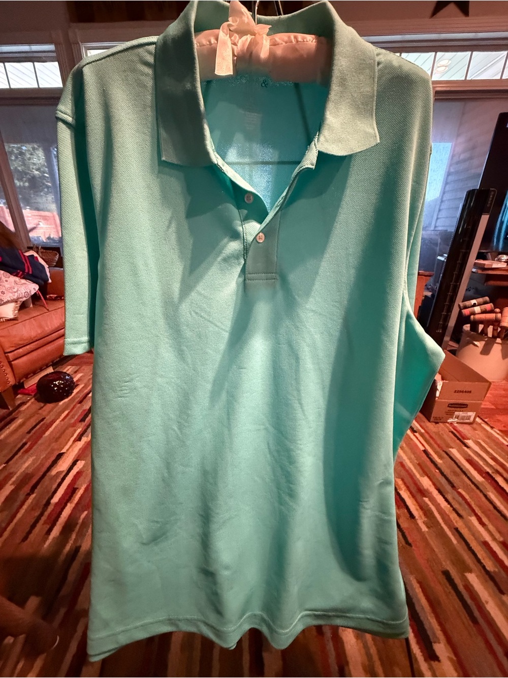 Croft & Barrow Men's Short Sleeve Collared Polo Shirt Aqua Blue Size XL